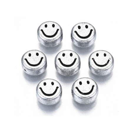 Acheter 20 perles en plastique rondes symbole sourire - argenté - 7 mm - 0,99 € en ligne sur La Petite Epicerie - Loisirs cré...