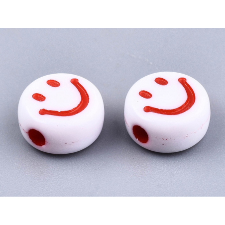 Acheter 20 perles en plastique rondes symbole sourire - blanc et multicolore - 7 mm - 0,99 € en ligne sur La Petite Epicerie ...