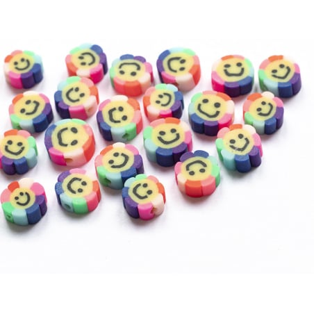 Acheter 20 perles fleur sourire en pâte polymère - 9 mm - 1,99 € en ligne sur La Petite Epicerie - Loisirs créatifs