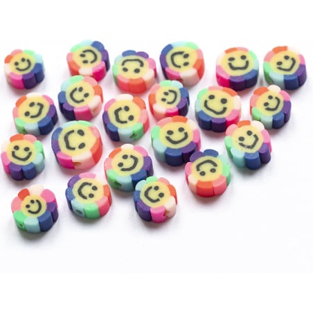 Acheter 20 perles fleur sourire en pâte polymère - 9 mm - 1,99 € en ligne sur La Petite Epicerie - Loisirs créatifs