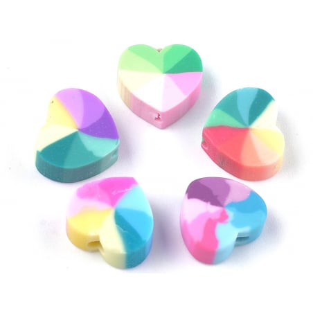 Acheter 20 perles cœur effet rainbow en pâte polymère - multicolore - 9 mm - 1,99 € en ligne sur La Petite Epicerie - Loisirs...