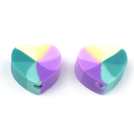 Acheter 20 perles cœur effet rainbow en pâte polymère - multicolore - 9 mm - 1,99 € en ligne sur La Petite Epicerie - Loisirs...