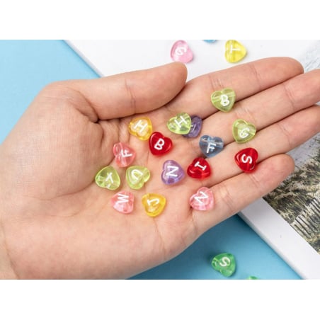 Acheter 200 perles cœur en plastique - lettres alphabet - 11 mm - 7,99 € en ligne sur La Petite Epicerie - Loisirs créatifs
