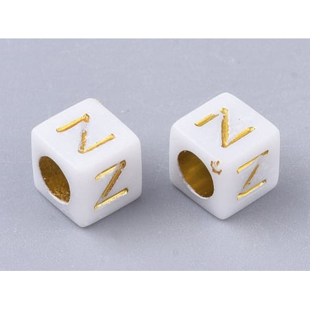 Acheter 200 mini perles carrées - cubes en plastique - lettres alphabet - blanc et doré - 4,5 mm - 3,99 € en ligne sur La Pet...