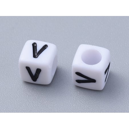 Acheter 200 perles carrées - cubes en plastique - lettres alphabet - noir et blanc - 6 mm - 3,99 € en ligne sur La Petite Epi...