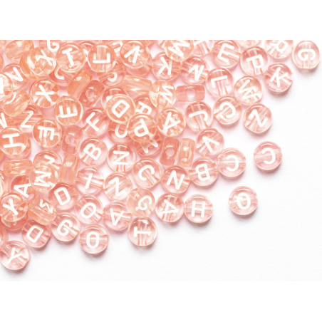 130 Perles acrylique Rondes Lettres Alphabet Fond Couleurs Claires Lettres  Blanches,7*4 mm - Perle acrylique - Creavea