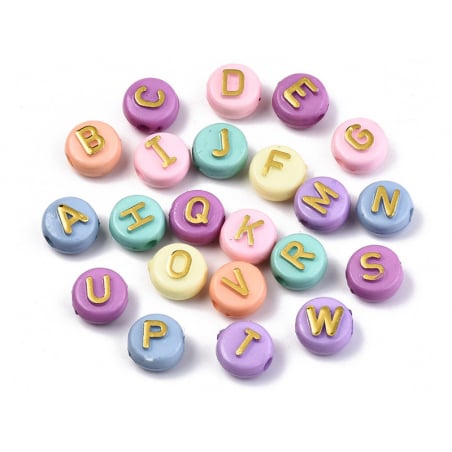 Acheter 200 grosses perles rondes en plastique - lettre alphabet - pastel - 10 mm - 7,99 € en ligne sur La Petite Epicerie - ...