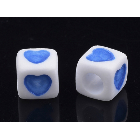 Acheter 20 perles en plastique cubes symbole coeur - bleu - 7 mm - 1,19 € en ligne sur La Petite Epicerie - Loisirs créatifs