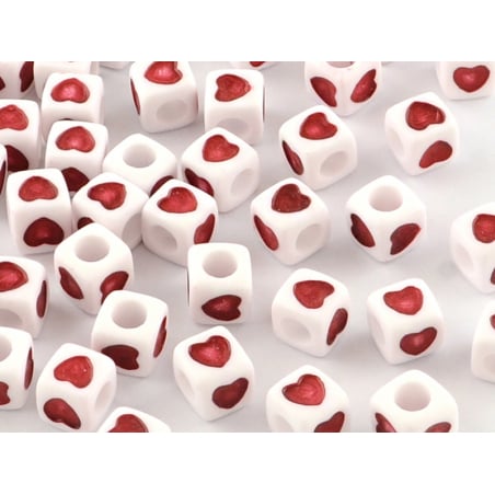 Acheter 20 perles en plastique cubes symbole coeur - rouge - 7 mm - 1,19 € en ligne sur La Petite Epicerie - Loisirs créatifs