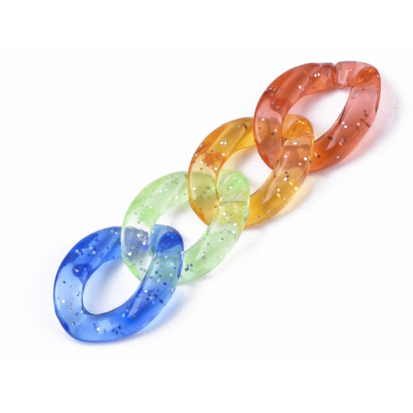 Acheter 50 maillons en plastique 23 x 17 mm - à connecter pour création de chaîne - multicolore transparent pailletté - 6,99 ...