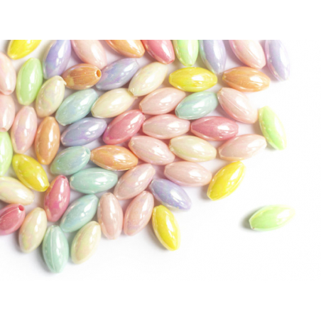 Acheter 50 perles forme riz en plastique - pastel nacré - 7x14 mm - 2,29 € en ligne sur La Petite Epicerie - Loisirs créatifs
