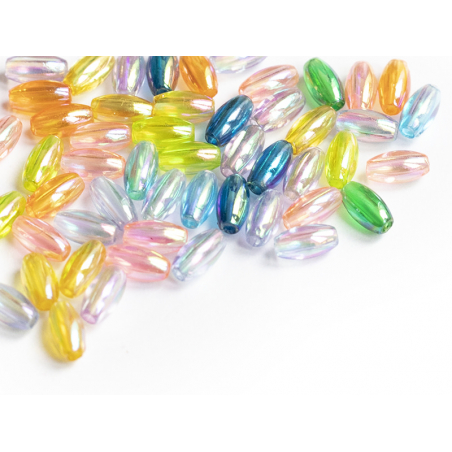 Acheter 50 perles en plastique - forme riz - multicolore transparent irisé - 6x3 mm - 2,79 € en ligne sur La Petite Epicerie ...