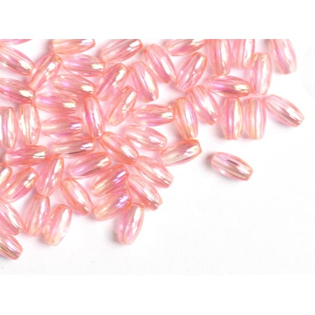Acheter 50 perles en plastique - forme riz - rose transparent irisé - 6x3 mm - 2,79 € en ligne sur La Petite Epicerie - Loisi...