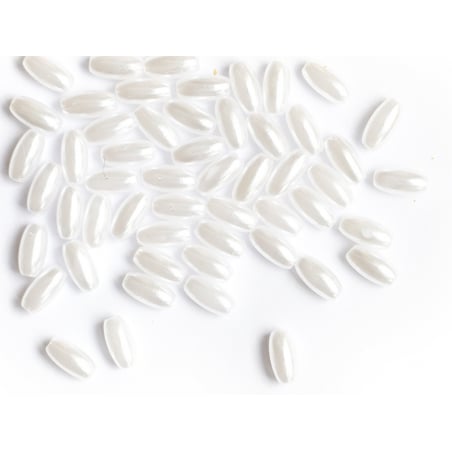 Acheter 50 perles en plastique - forme riz - imitation perle de culture - 8x4 mm - 0,99 € en ligne sur La Petite Epicerie - L...