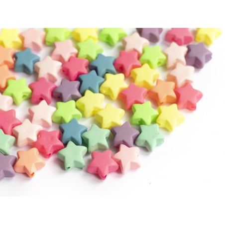 Acheter 50 perles en plastique - étoiles - multicolore fluorescent - 11 mm - 2,99 € en ligne sur La Petite Epicerie - Loisirs...