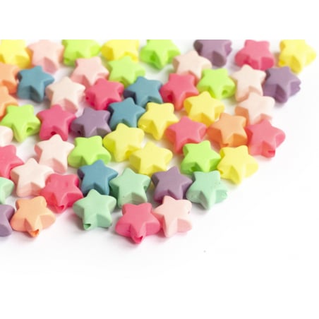 Acheter 50 perles en plastique - étoiles - multicolore fluorescent - 11 mm - 2,99 € en ligne sur La Petite Epicerie - Loisirs...