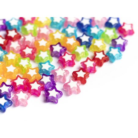 Acheter 50 perles en plastique étoiles - transparent et blanc - 9x10 mm - 3,19 € en ligne sur La Petite Epicerie - Loisirs cr...