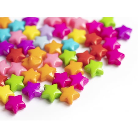 Acheter 50 perles en plastique - étoiles couleur vive - 12 mm - 2,09 € en ligne sur La Petite Epicerie - Loisirs créatifs