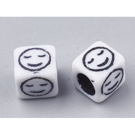 Acheter 20 perles en plastique - sourire cubes sourire - noir et blanc - 6 mm - 0,99 € en ligne sur La Petite Epicerie - Lois...