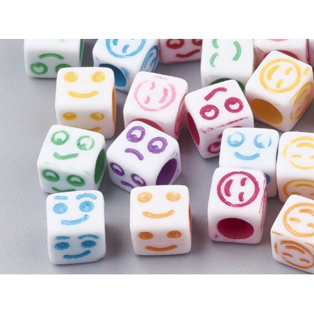 Acheter 50 perles en plastique - emoji cubes sourire - multicolores - 6 mm - 0,99 € en ligne sur La Petite Epicerie - Loisirs...