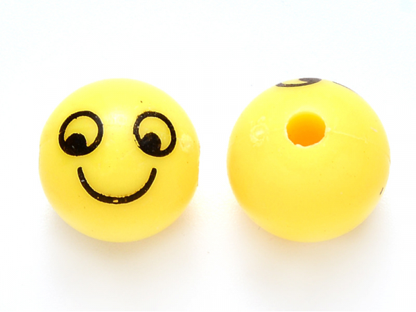 Acheter 10 perles visage qui sourit - 12 mm - 0,99 € en ligne sur La Petite Epicerie - Loisirs créatifs