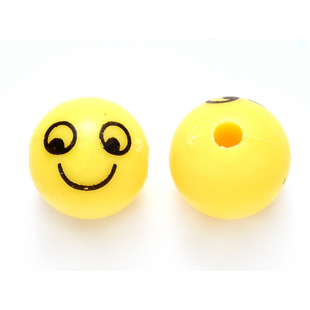 Acheter 10 perles visage qui sourit - 12 mm - 0,99 € en ligne sur La Petite Epicerie - Loisirs créatifs