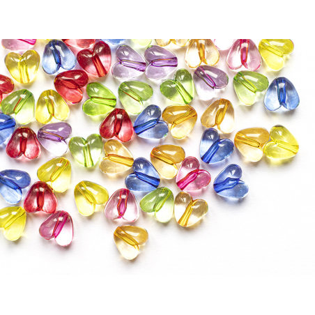 Acheter 50 perles en plastique coeur - inclusion multicolore - 10 mm - 3,49 € en ligne sur La Petite Epicerie - Loisirs créatifs