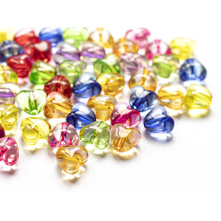 Acheter 50 perles en plastique coeur - inclusion multicolore - 10 mm - 3,49 € en ligne sur La Petite Epicerie - Loisirs créatifs