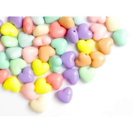 Acheter 50 grosses perles en plastique - cœurs couleur pastel - 15x17 mm - 4,49 € en ligne sur La Petite Epicerie - Loisirs c...
