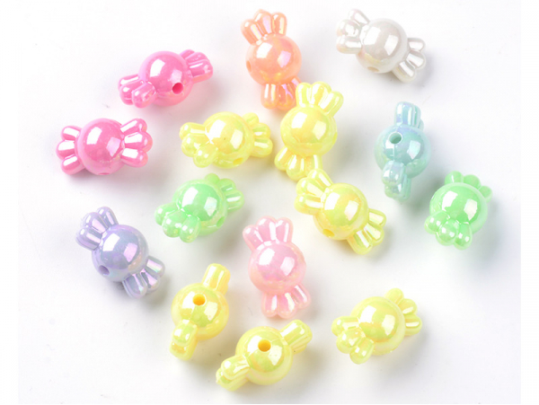 Acheter 50 perles en plastique - bonbons pastels nacrés multicolores - 16 mm - 2,49 € en ligne sur La Petite Epicerie - Loisi...