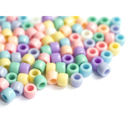 Acheter 50 perles en plastique pony beads - pastel - 8x6 mm - 0,99 € en ligne sur La Petite Epicerie - Loisirs créatifs