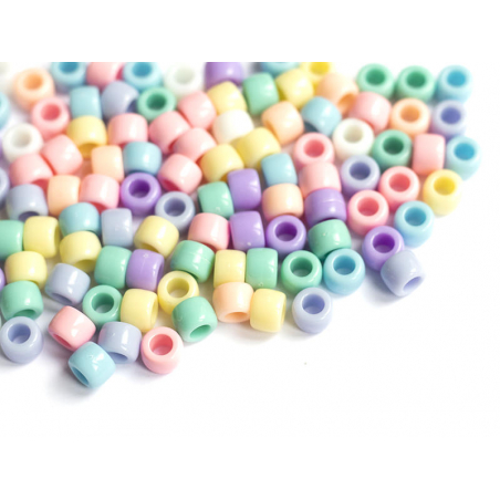 Acheter 50 perles en plastique pony beads - pastel - 8x6 mm - 0,99 € en ligne sur La Petite Epicerie - Loisirs créatifs