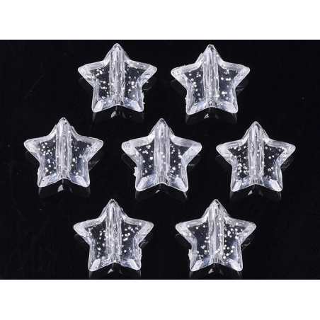 Acheter 50 perles en plastique - étoiles transparentes à paillettes - 10 mm - 0,99 € en ligne sur La Petite Epicerie - Loisir...