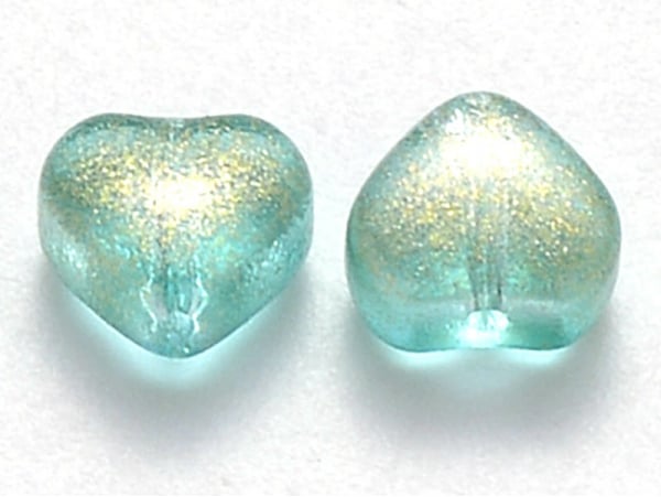 Acheter 20 perles en verre - petit cœur vert paillettes - 6 mm - 3,49 € en ligne sur La Petite Epicerie - Loisirs créatifs