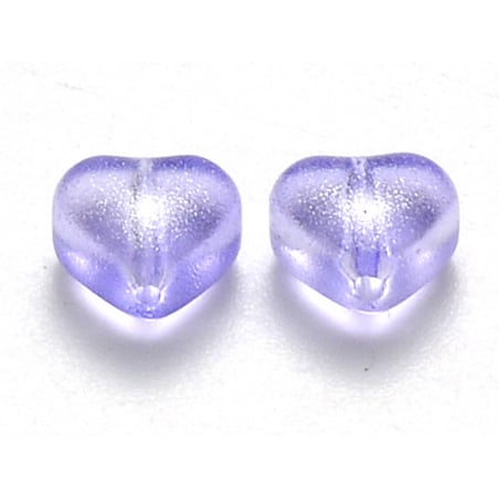 Acheter 20 perles en verre - petit cœur mauve paillettes - 6 mm - 3,49 € en ligne sur La Petite Epicerie - Loisirs créatifs