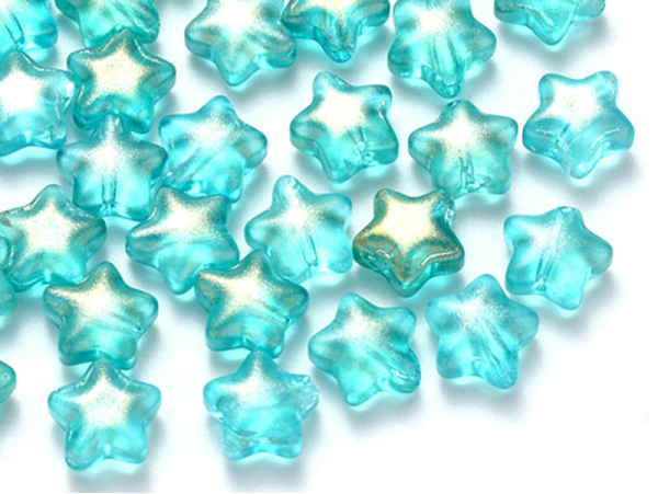Acheter 20 perles en verre - étoiles turquoise pailleté - 8 mm - 3,49 € en ligne sur La Petite Epicerie - Loisirs créatifs
