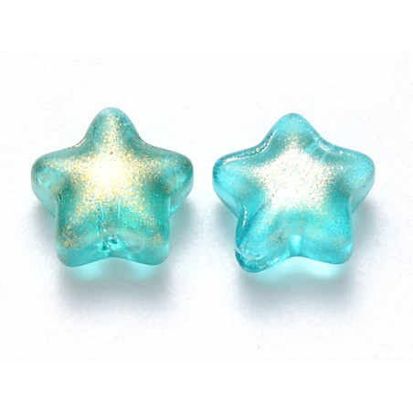 Acheter 20 perles en verre - étoiles turquoise pailleté - 8 mm - 3,49 € en ligne sur La Petite Epicerie - Loisirs créatifs