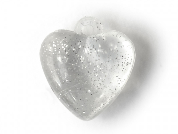 Acheter 50 perles en plastique - coeur transparents à paillettes - 22 mm En  ligne