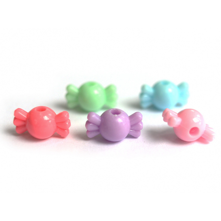 Acheter 50 perles en plastique - bonbons pastels multicolores - 14 mm - 2,19 € en ligne sur La Petite Epicerie - Loisirs créa...