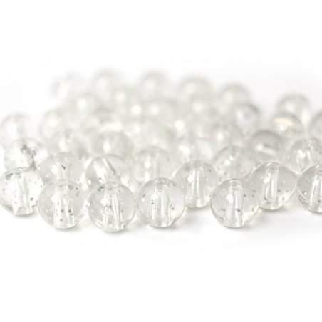 Acheter 50 perles en plastique - ronde à paillettes - blanc - 7 mm - 1,99 € en ligne sur La Petite Epicerie - Loisirs créatifs