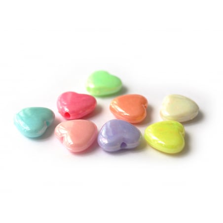 Acheter 50 perles en plastique cœur - pastel nacré - 11x12mm - 2,49 € en ligne sur La Petite Epicerie - Loisirs créatifs