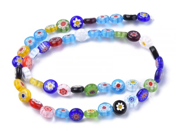 Acheter 20 perles millefiori en verre - rond plat - 8x3 mm - 2,79 € en ligne sur La Petite Epicerie - Loisirs créatifs