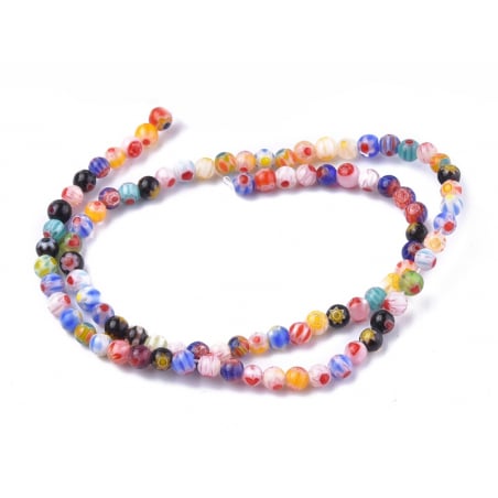 Acheter 20 perles ronde en verre - millefiori multicolore - 4 mm - 0,99 € en ligne sur La Petite Epicerie - Loisirs créatifs