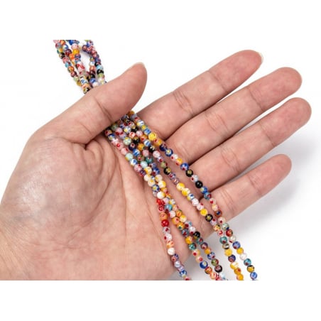 Acheter 20 perles ronde en verre - millefiori multicolore - 4 mm - 0,99 € en ligne sur La Petite Epicerie - Loisirs créatifs