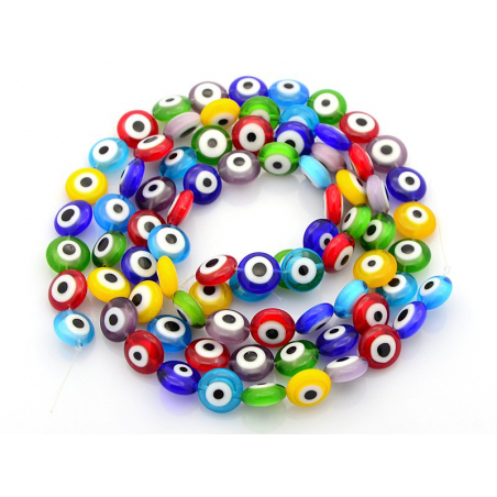 Acheter 20 perles rondes en verre - œil porte bonheur - multicolore - 10 mm - 6,99 € en ligne sur La Petite Epicerie - Loisir...
