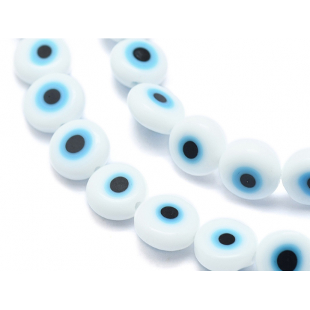 Acheter 20 perles rondes en verre - œil porte bonheur - blanc - 8 mm - 2,59 € en ligne sur La Petite Epicerie - Loisirs créatifs