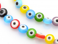Acheter 20 perles rondes en verre - œil porte bonheur - multicolore - 6 mm - 3,19 € en ligne sur La Petite Epicerie - Loisirs...