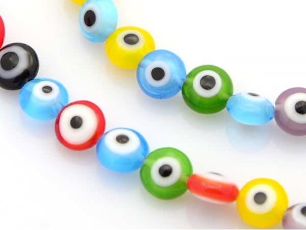 Acheter 20 perles rondes en verre - œil porte bonheur - multicolore - 6 mm - 3,19 € en ligne sur La Petite Epicerie - Loisirs...