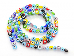 Acheter 20 perles rondes en verre - œil porte bonheur - multicolore - 6 mm - 3,19 € en ligne sur La Petite Epicerie - Loisirs...