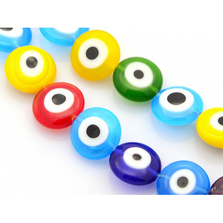 Acheter 20 perles rondes en verre - œil porte bonheur - multicolore - 12 mm - 7,99 € en ligne sur La Petite Epicerie - Loisir...